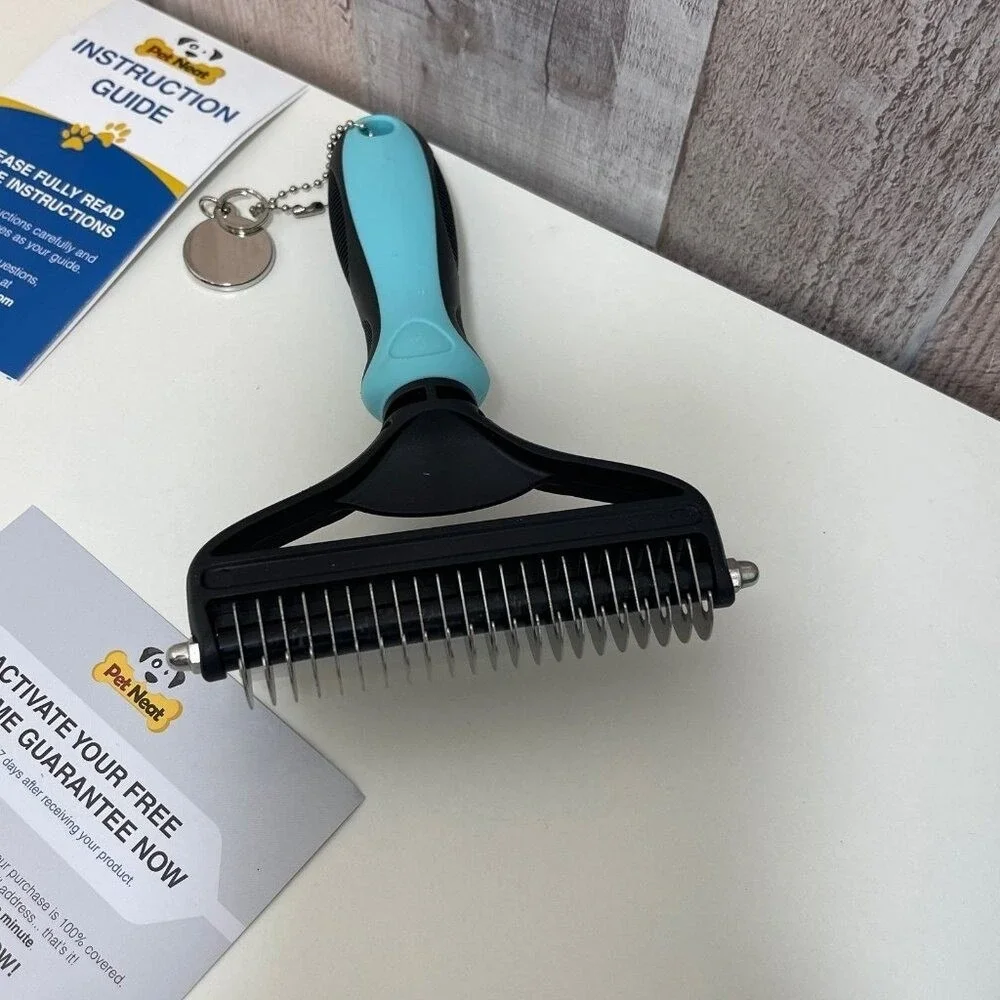 Pet Neat Grooming Tool Undercoat Rake Deshedding‎ Dematting Brush for Dogs Cats